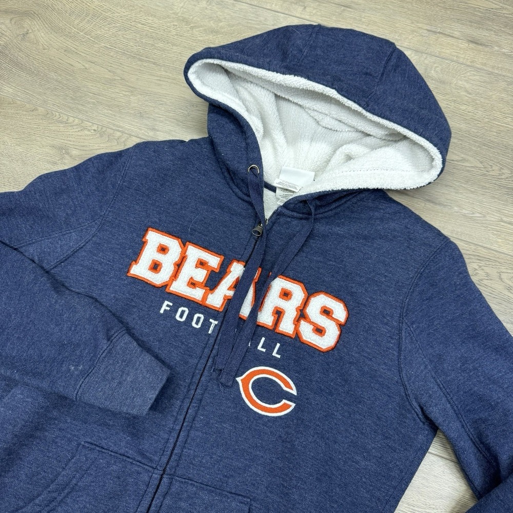 Chicago Bears NFL Football Women's Sherpa Lined Full Zip Jacket Sz S‎